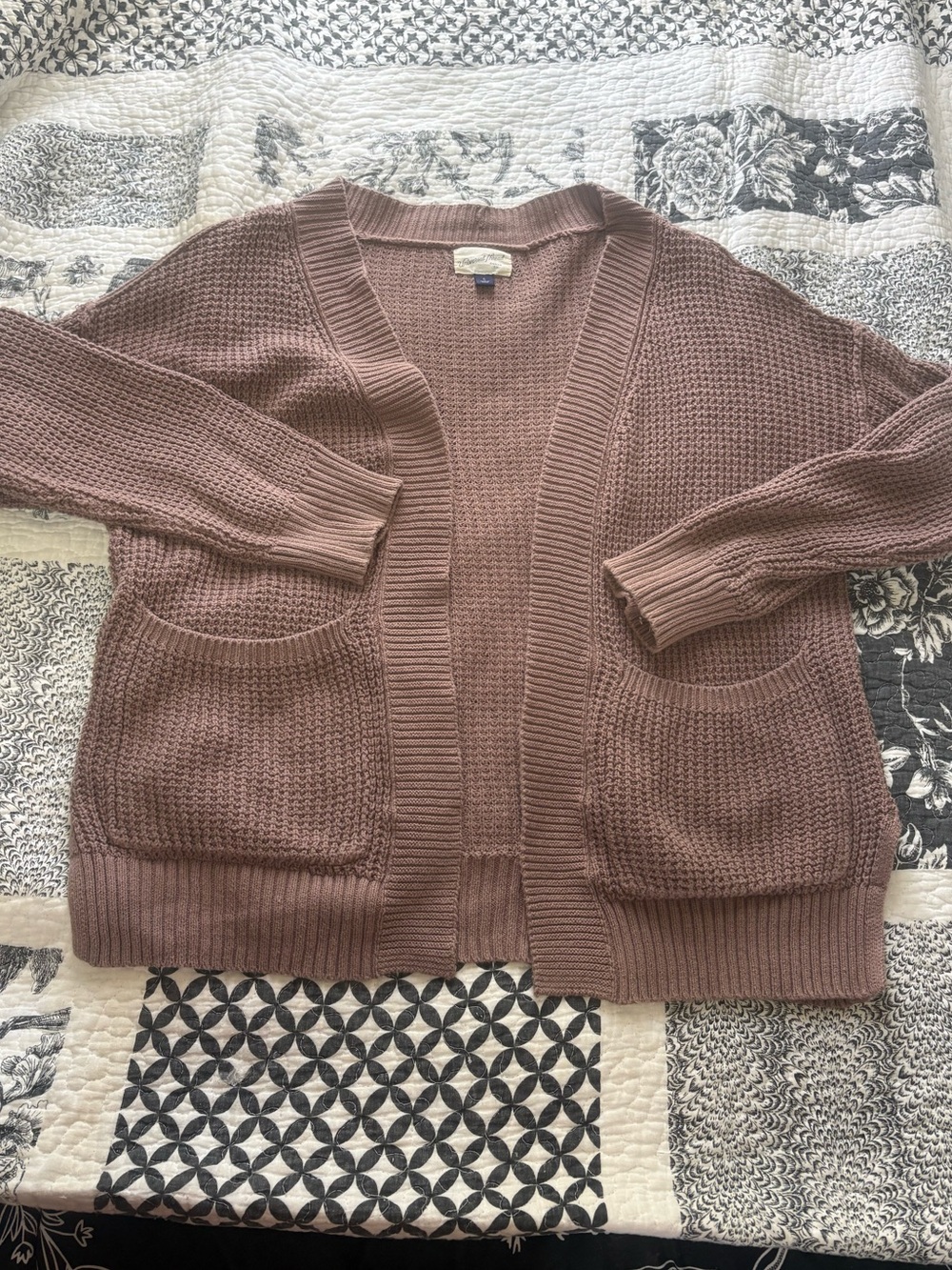 Cozy Open-Front Cardigan Sweater in Mauve